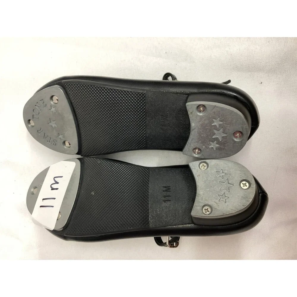 Pre-Owned Dance Tap Shoes DanzNMotion 711 Child 11M Black Mary Jane Buckle